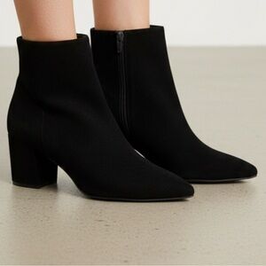 Marc Fisher ankle Boots Black Leather Suede Pointed Toe witchy academia 10